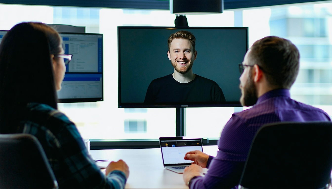 av conferencing tech talking to client