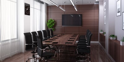 a sleek, updated boardroom