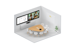 PanaCast 50 Room System 3D Meeting Room Small Meeting Room Two Screens Zoom