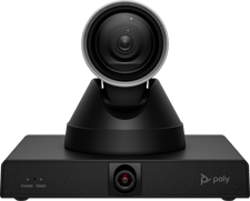 Poly_Studio_E60_MechanicalPan_Tilt_Zoom_PTZ_Camera_JetBlack_Coreset_VisID_GrayBG_Front_M1574118